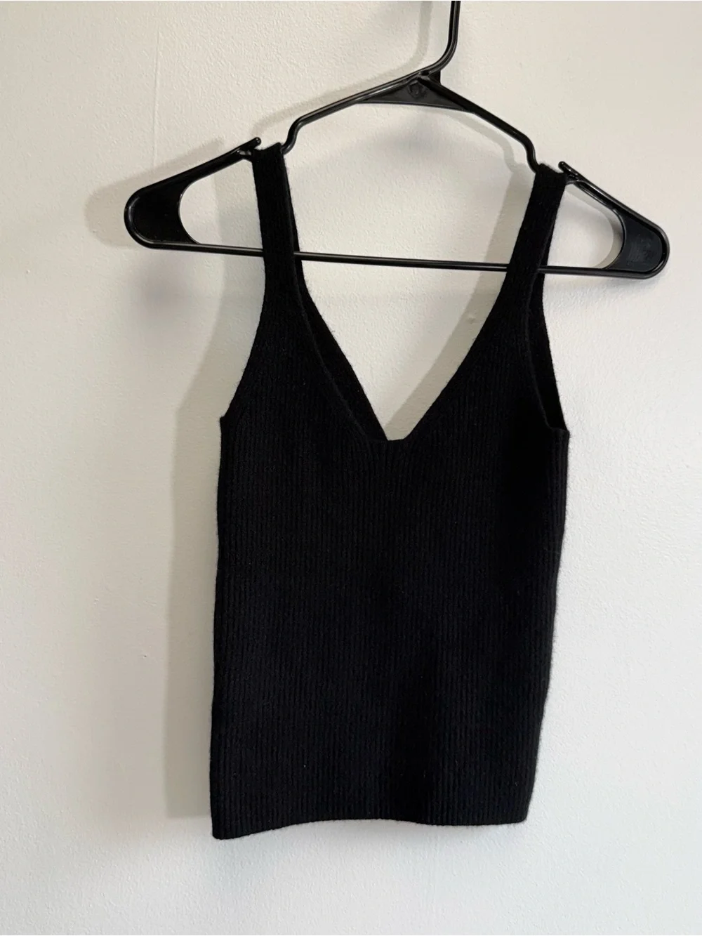 J. Crew Black Cashmere Blend Ribbed Knit Sweater Tank Top Cami Small BL110